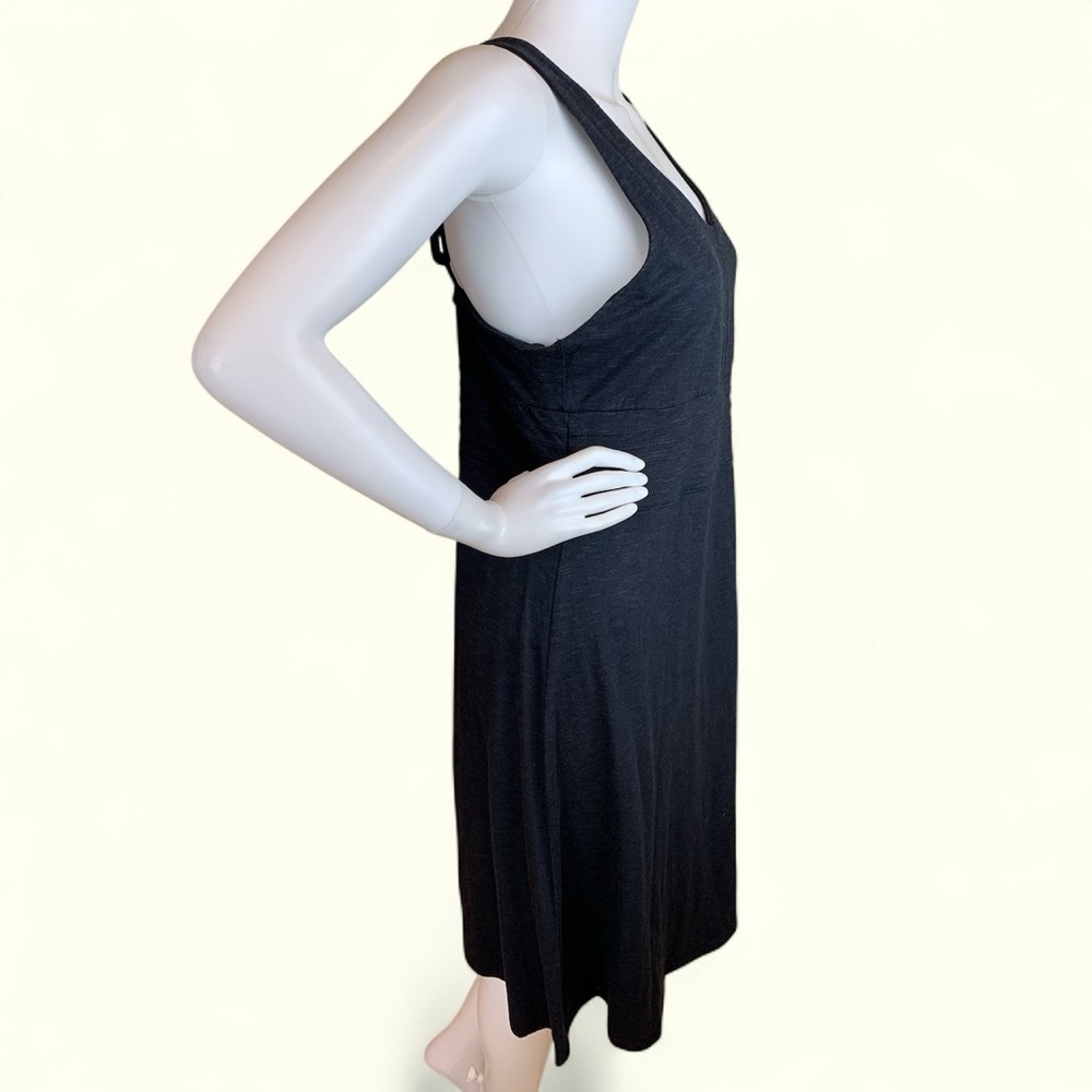 Horny Toad Elegant Black Midi Dress Organic Cotton Adjustable Straps - Picture 10 of 14